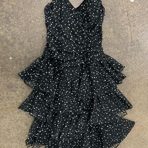 Chic Black Polka Dot Ruffle Dress